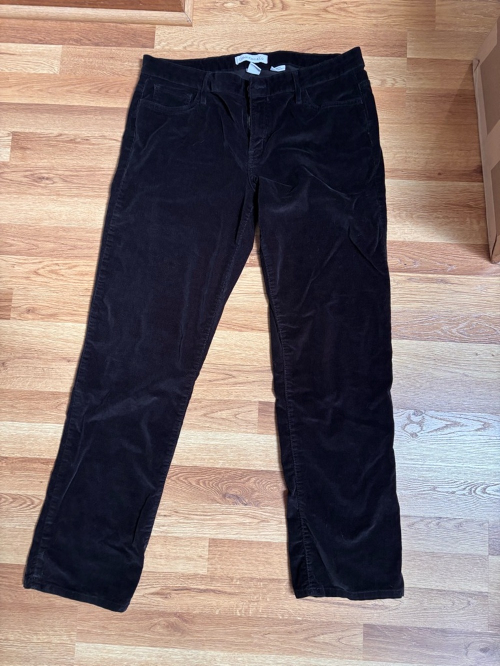 Calvin Klein Black Women's Jeans Corduroy Straight Leg Mid Rise Pants Size 16